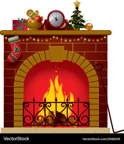 Christmas Fireplace Royalty Free Vector Image Vectorstock