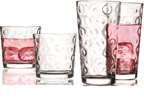 Circleware Circles Huge Set Of 16 Drinking Glasses 8 14oz And 8 13oz Double Old Ebay