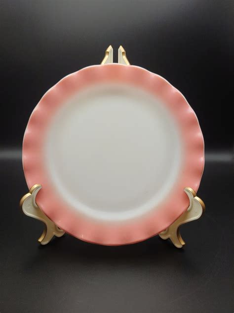 Hazel Atlas Pink Crinoline Dinner Plate Ruffle Wavy Ripple Etsy