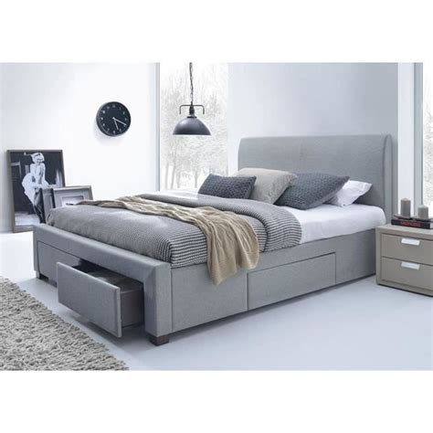Soldes* d'ete lits 160 cm ! Lit tissu gris avec tête de lit Seattle 160 x 200 - Achat ...