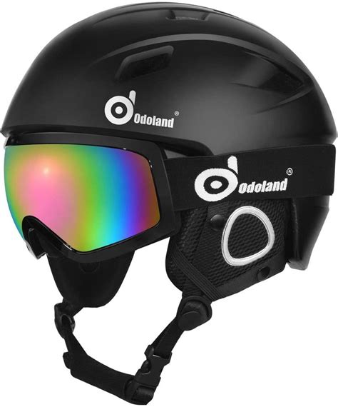 Odoland Snow Ski Helmet And Goggles Set Sports Helmet And Protective Glasses Shockproof