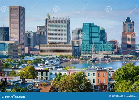 A View Of Federal Hill And The Inner Harbor In Baltimore Maryland