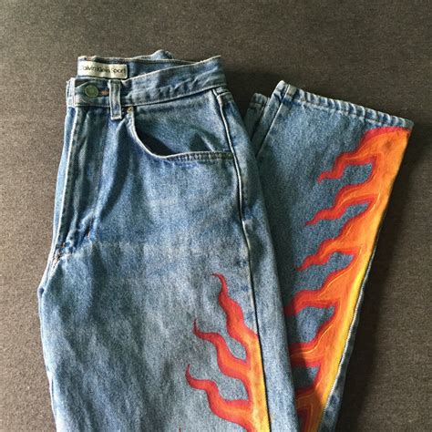 ON HOLD Vintage Hand Painted Calvin Kleins Flames Depop Painted