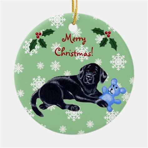 Personalized Black Labrador Christmas Ceramic Ornament