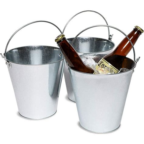 Juvale 3 Pack Galvanized Metal Ice Bucket Pails For Beer Drinks And