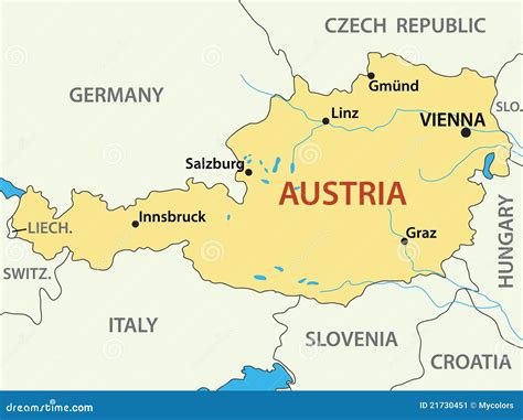 Map Of Austria Illustration Vector Stock Image Image 21730451
