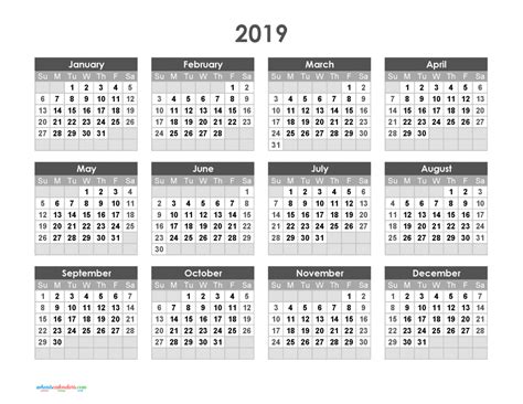 Yearly Calendar 2019 Printable Full Year Calendar 2019 Theme Mesh