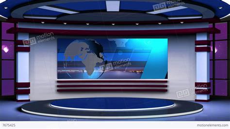 News Tv Studio Set 63 Virtual Background Loop Stock Video Footage
