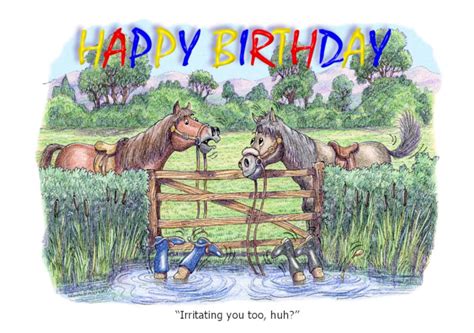 Happy Birthday Pferd And Pony Cartoon A5 Lustige Blanko Grußkarte Von