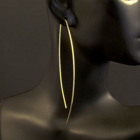 Long Gold Earrings Sleek And Elegant Golden Dangles Simple Etsy