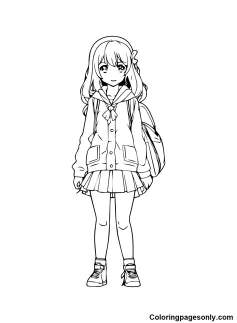 Girl Anime Coloring Page Free Printable Coloring Pages