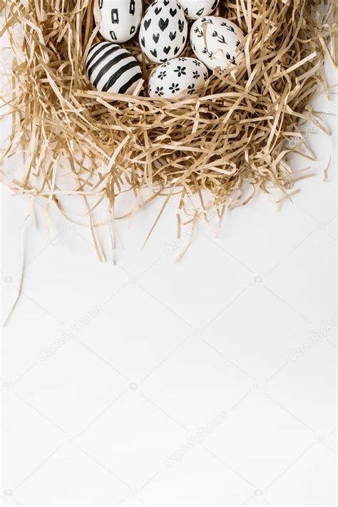 Easter Eggs In The Nest Stock Photo By Maximleshkovich