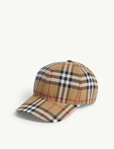 Burberry Cotton Checked Brushed Wool Baseball Cap In Tan Brown For