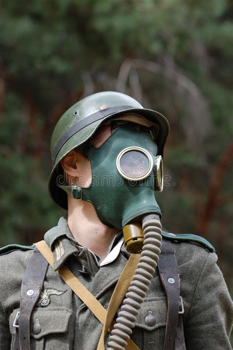 German Soldier In Gas Mask Stock Image Image Of Military 7870177