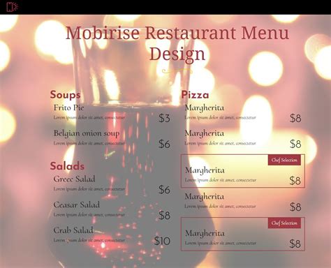 Mobirise Restaurant Menu Design Restaurantm4 Theme Mobirise