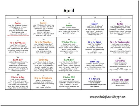 Preschool Alphabet Preschool Plan For April