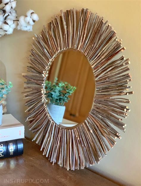 Easy Rustic Diy Home Decor Idea Stick Framed Round Mirror Tutorial Diy