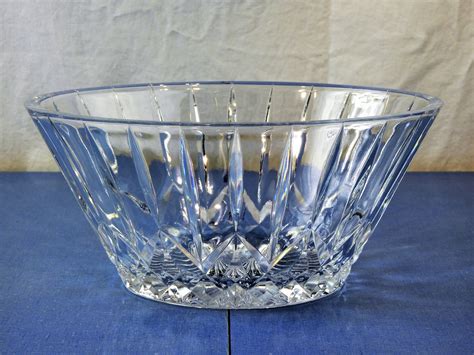 Vintage Crystal Bowl Oval Cut Glass Dish Clear Dinnerware Fruit