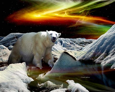 Alaska Aurora Polar Bear On Glacier Da 055 Digital Art By Dianne Roberson