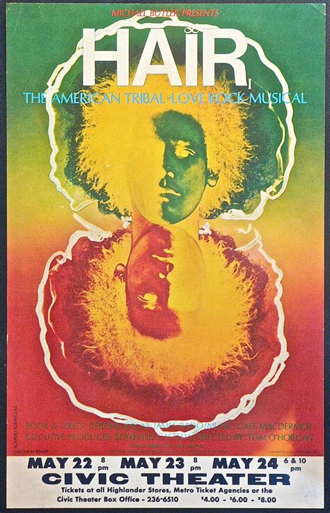 Hair The American Tribal Love Rock Musical Original 1968 Poster