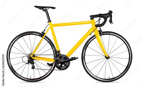 Yellow Black Racing Sport Road Bike Bicycle Racer Isolated Stock Photo