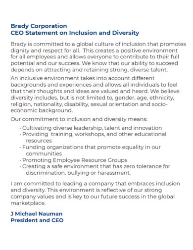 Free 10 Corporate Diversity Statement Samples In Pdf Doc