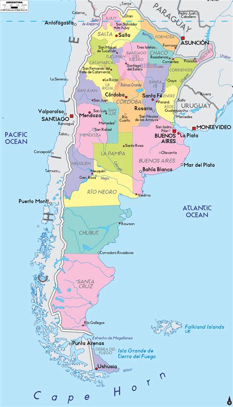 Detailed Political Map Of Argentina Ezilon Maps 460