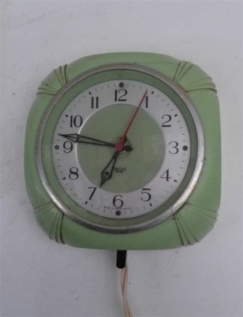 Retrovintage Green Bakelite Smiths Sectric Electric Wall Clock Art