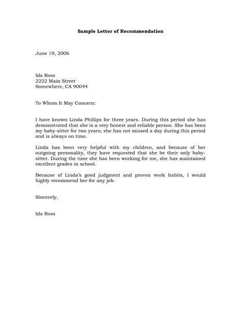 Microsoft Word Letter Of Recommendation Template Collection Letter