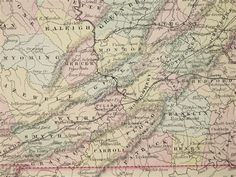 Original 1856 Colton Map Of Virginia Before West Virginia Map Etsy