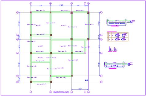 Beam Layout Plan With Detail View With Structural View For House Dwg