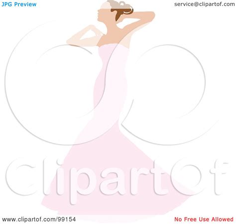 royalty free rf clipart illustration of a graceful brunette bride posing in her white wedding