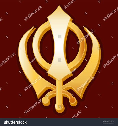 Sikh Symbol Golden Khanda Icon Of The Sikh Faith Isolated On A