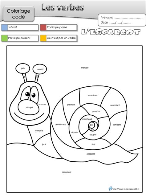 Coloriage Magique Verbes  Syntaxe  Grammaire