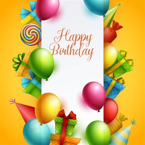 Yellow Birthday Background With Ts Vector 02 Free Download