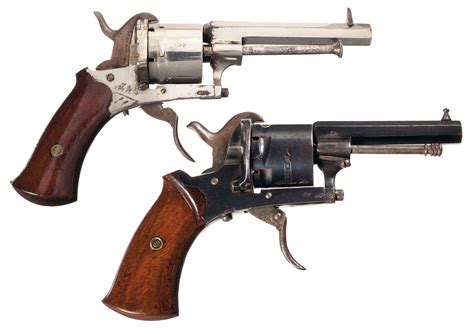 Collectors Lot Of Two European Pinfire Revolvers A German Double
