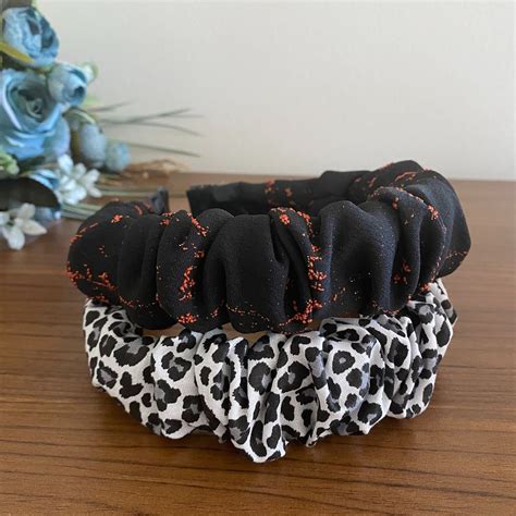 Leopard Cotton Ruffle Headband Set Of 2 Purple Ruffle Headband T