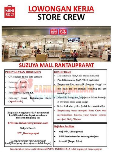 Berikut ini adalah cara untuk pendaftaran lowongan kerja resmi pertamina. Lowongan Kerja Tamatan SMA SMK Di MINISO Binjai Dan Rantau ...