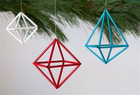 How To Make Diy Colorful Geometric Ornaments Straw Crafts Ornaments