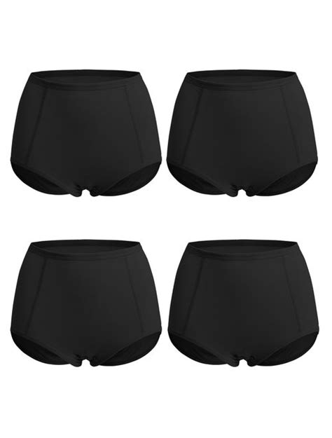 Buy Sayfut Womens High Waist Full Coverage Brief Panty Cotton Soft Comfy Underwear Black 4 Pack