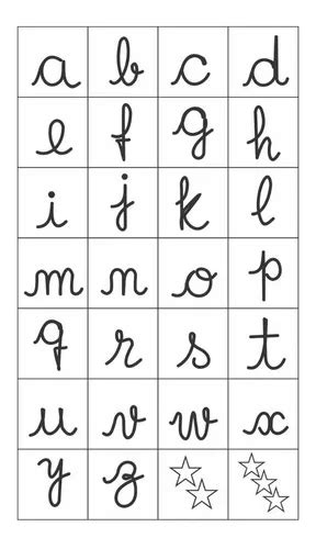 Carimbo Alfabeto Minúsculo Letra Cursiva 28 Unidades