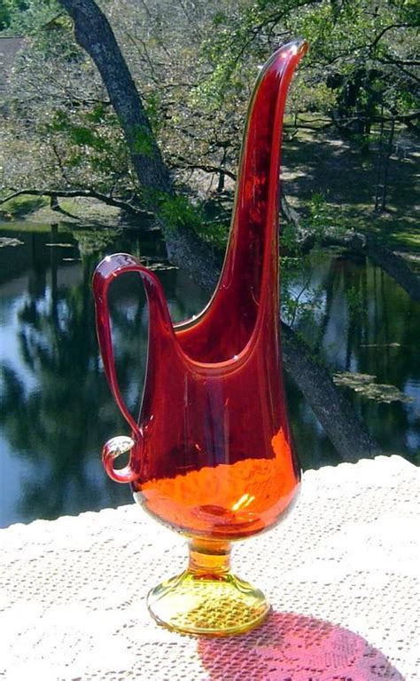 Viking Amberina Hand Blown Glass Pitcher Ca 1970 S From The Rose Gallery On Ruby Lane