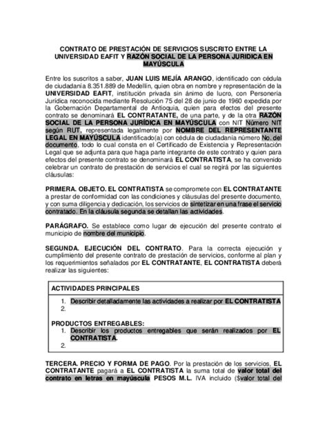Doc Contrato De PrestaciÓn De Servicios Suscrito Entre La Universidad