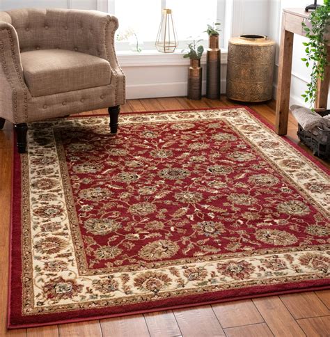 Well Woven Persian Oriental Red Ivory Blue Green Area Rug