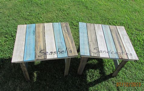 Two Rustic End Tables Beach Furniture Outdoor By Serenevillage
