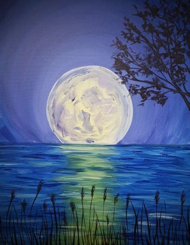 Full Moon Tonight at Fireside Restaurant - Paint Nite ... How to draw in computer ms paint tutorial microsoft paint scenery drawing moon painting.