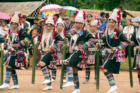Hill Tribe Dancing In Akha Swing Festival Editorial Photo Image Of
