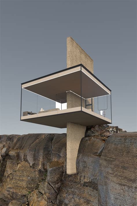 Modern Glass Cabin The Air Over Cliff Edge