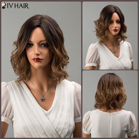 [35 off] siv hair short middle part mixed color wavy human hair wig rosegal