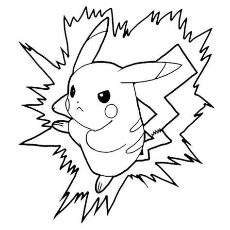Angry Pokemon Pikachu Lightning Bolt Attack Coloring Pages In 2020